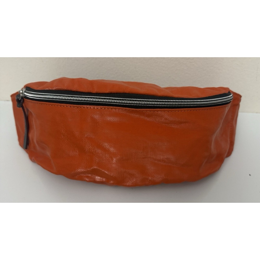 Orange Leather Crossbody Belt Bag